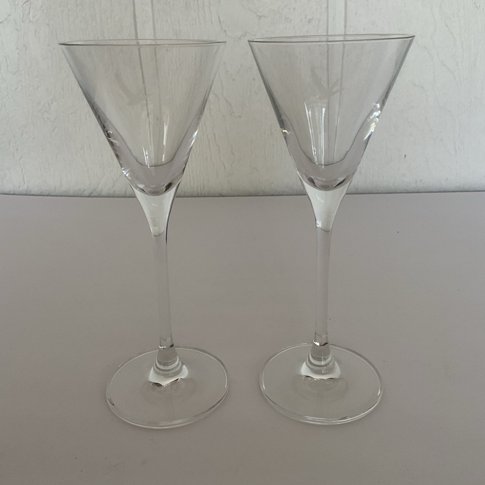 Pair of Authentic Grey Goose Etched Martini Glasses (Set of 2)